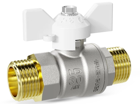 Кран шаровой латунный LD Pride 47.25.Н-Н.Б Ду 25 Ру 40 бабочка (white)