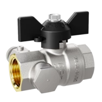 Кран шаровой латунный с дренажем и воздухоотводчиком трехходовой LD Pride 44.15.В-В.С.Б  Ду 15 Ру 40 бабочка с биркой