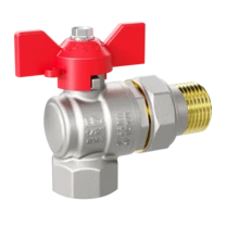 Кран шаровой латунный угловой LD Pride 47.15.В-ГШ.У.Б Ду 15 Ру 40 бабочка (red)