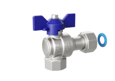 Кран шаровой латунный угловой с накидной гайкой LD Pride 47.15.В-НкГк.У.Б Ду 15 Ру 40 бабочка (blue)