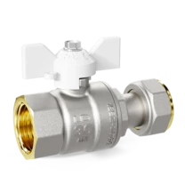 Кран шаровой латунный с накидной гайкой LD Pride 47.20.В-НкГк.Б Ду 20 Ру 40 бабочка (white)