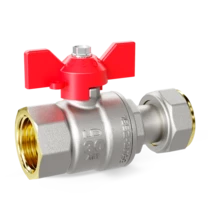 Кран шаровой латунный с накидной гайкой LD Pride 47.20.В-НкГк.Б Ду 20 Ру 40 бабочка (red)