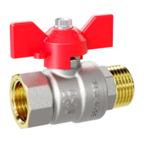 Кран шаровой латунный LD Pride 47.32.В-Н.Б Ду 32 Ру 25 бабочка (red)