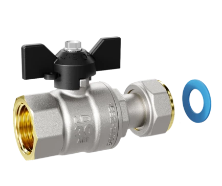 Кран шаровой латунный с накидной гайкой LD Pride 47.15.В-НкГк.Б Ду 15 Ру 40 бабочка с биркой