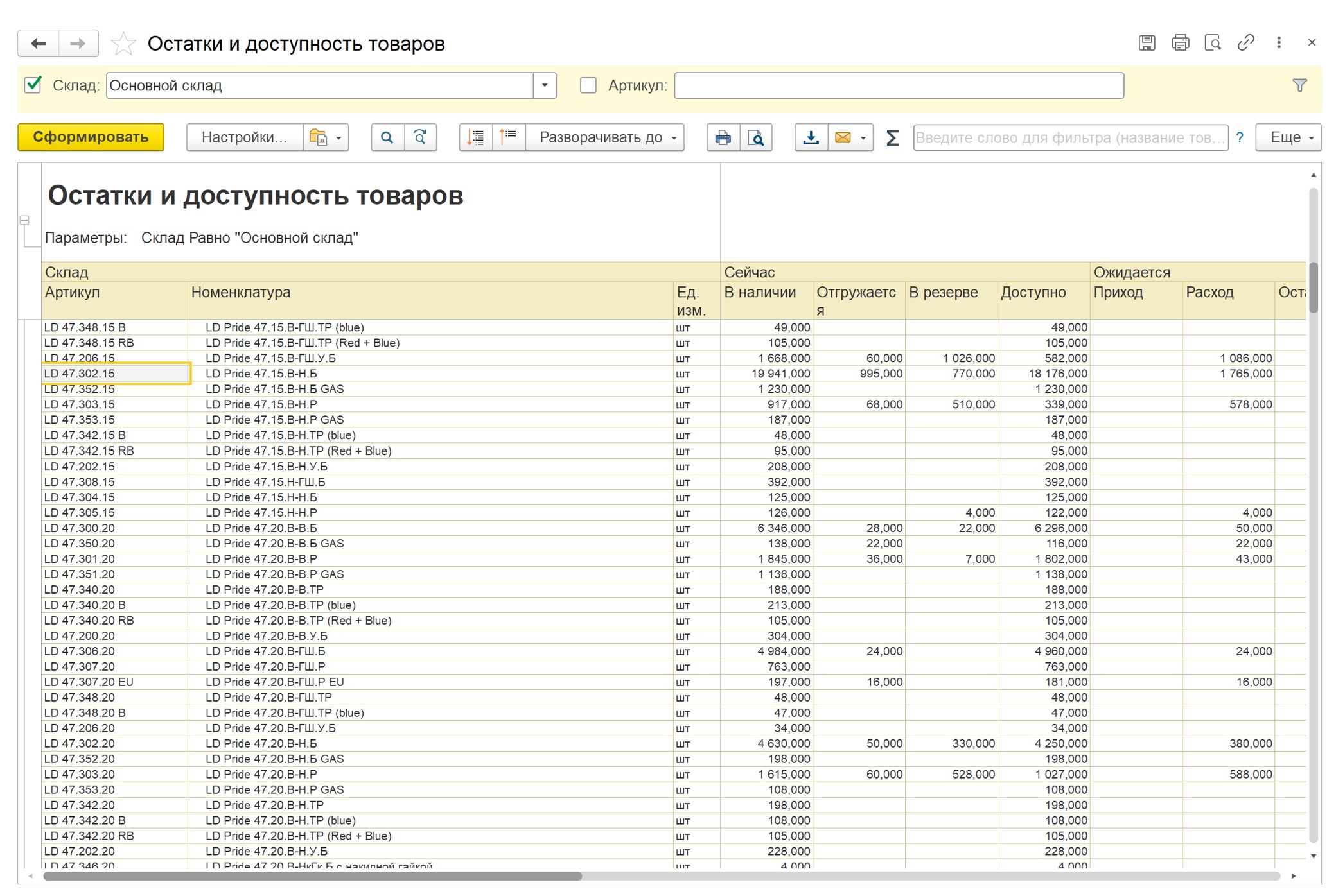 Обмен остатками через штатные средства 1С (отчет на электронную почту)
